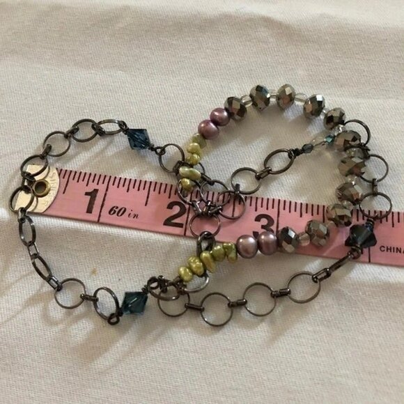 Layered Chain Link Beaded Bracelet 3 Strand - Picture 8 of 10